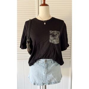 Michael Kors Leaf Pocket Black Tee Shirt Top